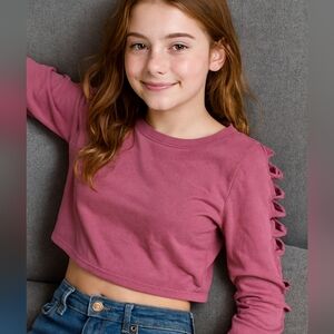 Bozzolo Mauve Cutout Sleeve Crop Top Size M